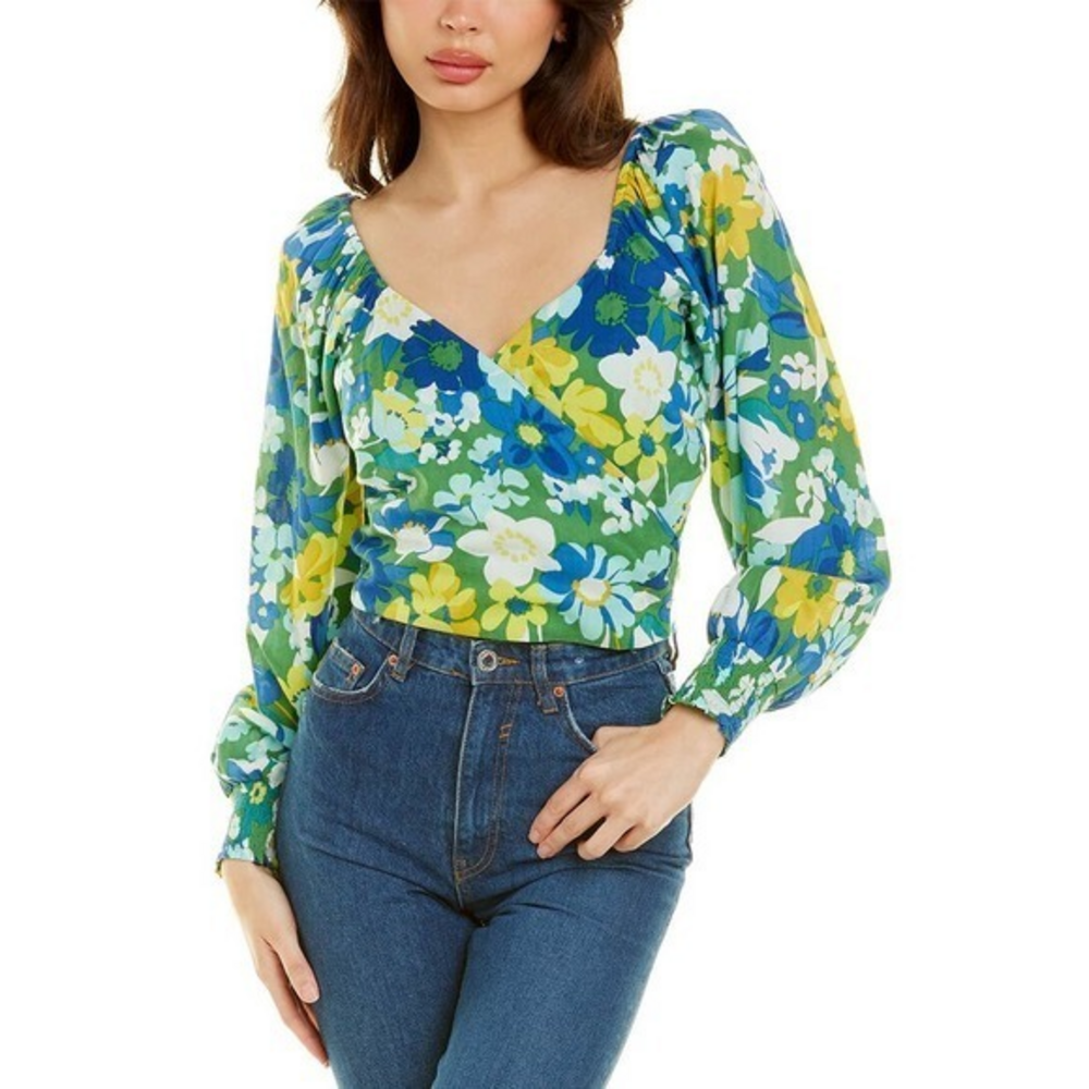 WALTER BAKER Green Disco Floral Kimora Crop Top - NWT